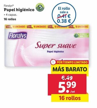 Lidl Papel higiénico floralys oferta
