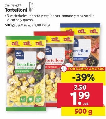 Lidl Tortellinis chef select oferta
