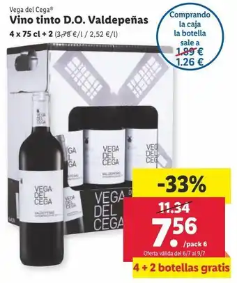 Lidl Vino tinto vega del cega oferta