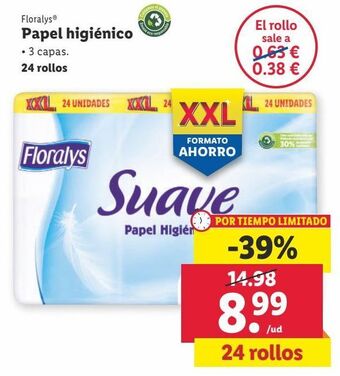 Lidl Papel higiénico floralys oferta