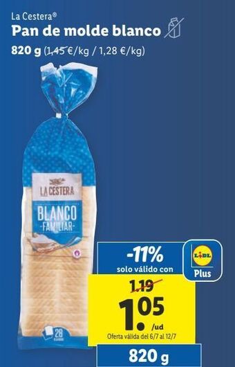 Lidl Pan de molde la cestera oferta