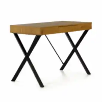 Ofichairs Mesa de ordenador niza de madera maciza de roble y patas de acero en cruz oferta