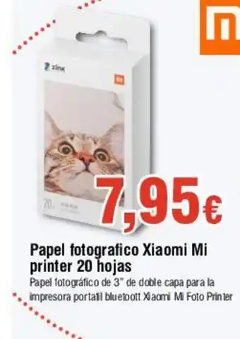 FROIZ Papel fotografico Xiaomi Mi printer 20 hojas oferta