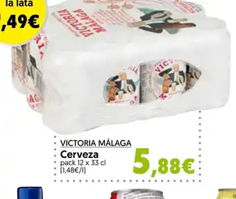 Hiper Usera VICTORIA MÁLAGA Cerveza pack 12 x 33 cl [1,48€/1] oferta