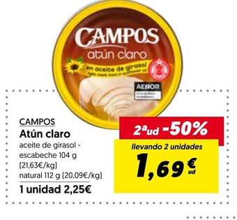 Hiper Usera CAMPOS Atún claro oferta