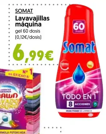 Hiper Usera SOMAT Lavavajillas máquina gel 60 dosis [0,12€/dosis) oferta
