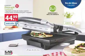 Lidl SILVERCREST Planxa grill Plancha grill oferta