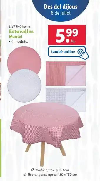 Lidl LIVARNO home Estovalles Mantel oferta