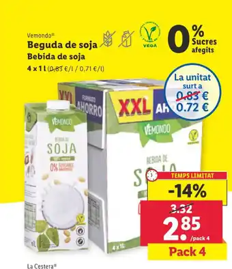 Lidl Beguda de soja Bebida de soja oferta