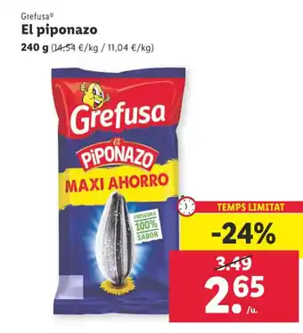 Lidl Grefusa El piponazo 240 g (14,54 €/kg / 11,04 €/kg) oferta