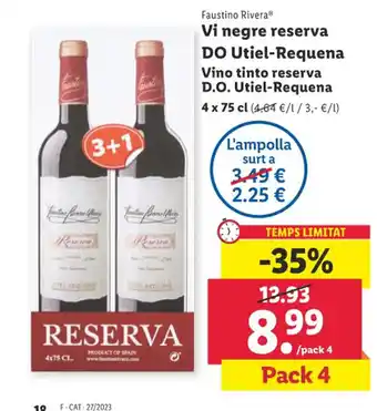 Vi negre reserva DO Utiel-Requena Vino tinto reserva D.O.Utiel-Requena 4 x 75 cl (4,64 € /1 / 3,- €/l)