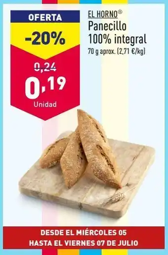 ALDI Panecillos 100% integral el horno oferta
