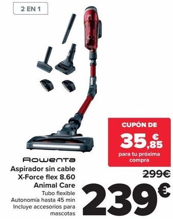 Carrefour Rowenta aspirador sin cable x-force flex 8.60 animal care oferta