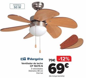 Carrefour Orbegozo ventilador de techo cp 15075 n oferta