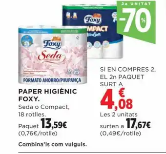 Hipercor PAPER HIGIENIC FOXY. oferta