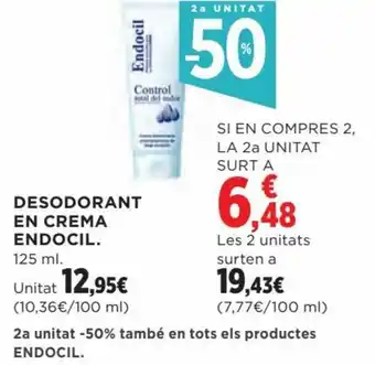 Hipercor DESODORANT EN CREMA ENDOCIL. 125 ml. oferta