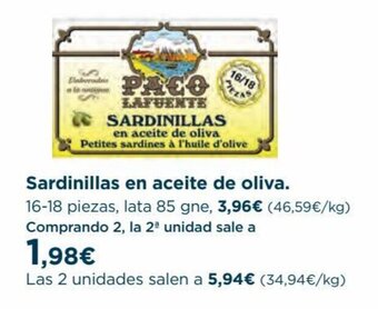 Hipercor Sardinillas en aceite de oliva. oferta