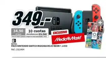 MediaMarkt Pack Nintendo Switch Insignia Rojo Neon + Jjoo oferta