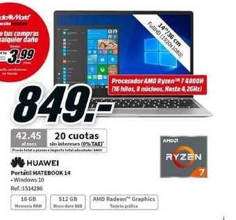 MediaMarkt Huawei Portátil Matebook 14 oferta