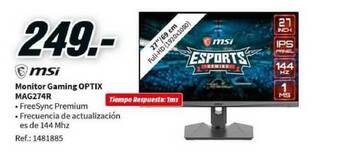 MediaMarkt Msi Monitor Gaming Optix Mag274r oferta