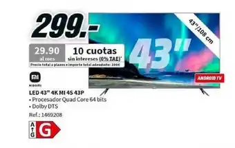 MediaMarkt Mi Led 43'' 4k Mi 4s 43p oferta