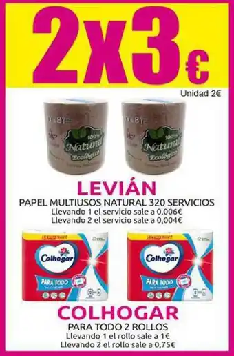 Muchas Perfumerías Levián Papel Multiusos Natural 320 Servicios Colhogar Para Todo 2 Rollos oferta