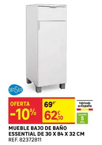 Leroy Merlin Mueble Bajo De Baño Essential De 30 X 84 X 32 Cm oferta