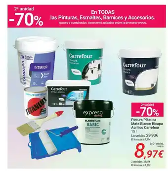 Carrefour 2a Unidad 70% Pintura Plástica Mate Blanco Bicapa Acrílico Carrefour oferta