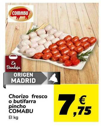 Carrefour Chorizo Fresco O Butifarra Pincho Comabu oferta
