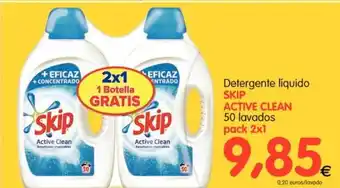 Alimerka Skip Active Clean Detergente líquido, 50 lavados pack 2 x 1 oferta