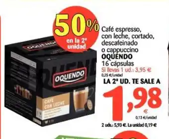 Alimerka Oquendo Café espresso, con leche, cortado, descaféinado o cappuccino 16 cápsules oferta