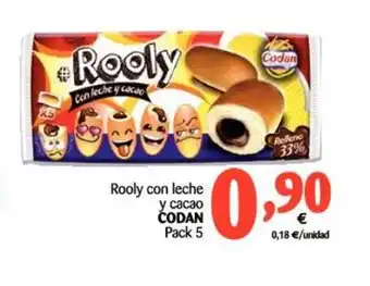 Alimerka Codan Rooly con leche y cacao Pack 5 oferta