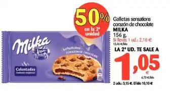 Alimerka Milka Galletas sensations corazón de chocolate 156g oferta