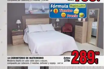 Rapimueble 107.dormitorio de matrimonio moderno diseño en color roble claro y oscuro, compuesto por cabecero, 2 mesitas, sinfonier y esp oferta