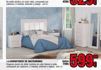 Rapimueble 110.dormitorio de matrimonio elegante diseño de doble moldura en color blanco y nude, compuesto por cabecero, 2 mesitas, sin oferta
