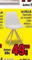 Rapimueble Antes: 69€ 29.silla tapizada en ecopiel color blanco. 1928.8 oferta