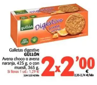 Alimerka Gullón Galletas digestive Avena choco o avena naranja, 425g o con muesli 365g oferta