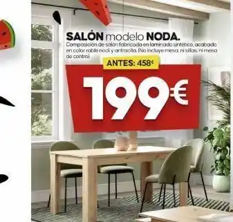 Tifón Hipermueble Salón modelo noda. composición de salon fabricada en laminado sintético, acabado en color roble nodi y antracita ino incluye oferta