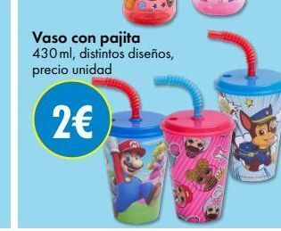 TEDi Vaso con pajita 430 ml, distintos diseños, precio unidad  2€ oferta