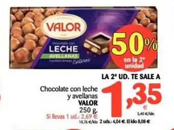 Alimerka Valor Chocolate con leche y avellanas 250g oferta