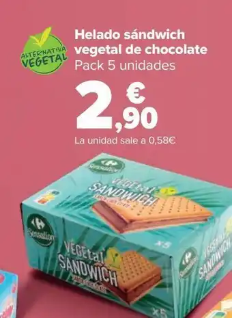 Carrefour Helado sándwich vegetal de chocolate oferta