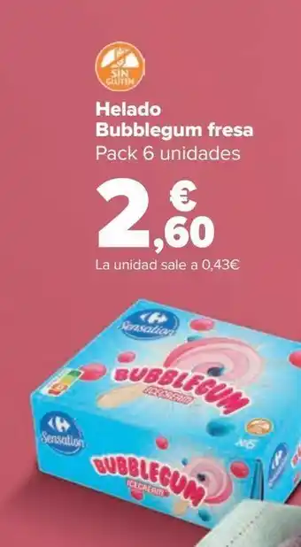 Carrefour Helado bubblegum fresa oferta