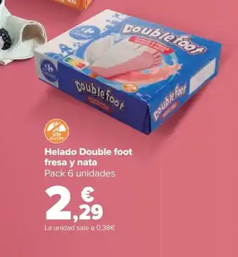 Carrefour Helado double foot fresa y nata oferta
