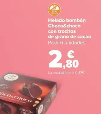 Carrefour Helado bombón choco&choco con trocitos de grano de cacao oferta