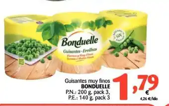 Alimerka Bonduelle Guisantes muy finos, P.n.: 200g pack 3, P.e.: 140g pack 3 oferta