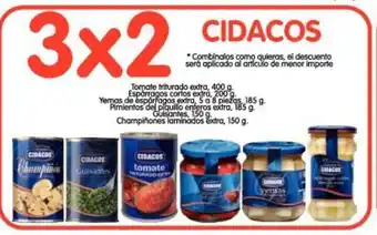 Alimerka Cidacos, Tomate triturado 400g, Espárragos cortos 200g, Yemas de espárragos 185g, Pimientos 185g, Guisantes 150g oferta