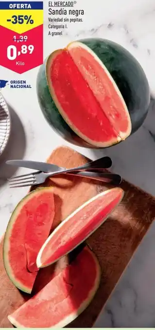 ALDI EL MERCADOⓇ Sandía negra Variedad sin pepitas. Categoría I. oferta