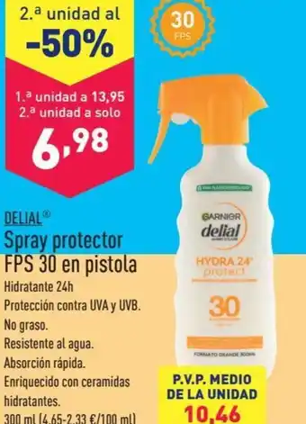 ALDI DELIAL Spray protector FPS 30 en pistola oferta