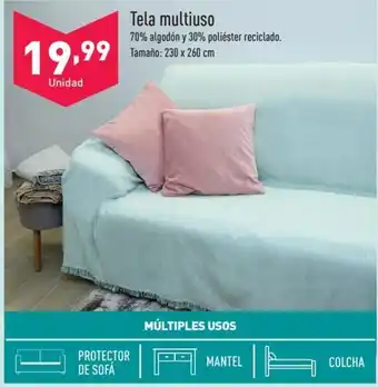 ALDI Tela multiuso 70% algodón y 30% poliéster reciclado. Tamaño: 230 x 260 cm oferta