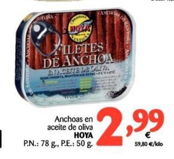 Alimerka Hoya Anchoas en aceite de oliva, P.n.: 78g, P.e.: 50g oferta